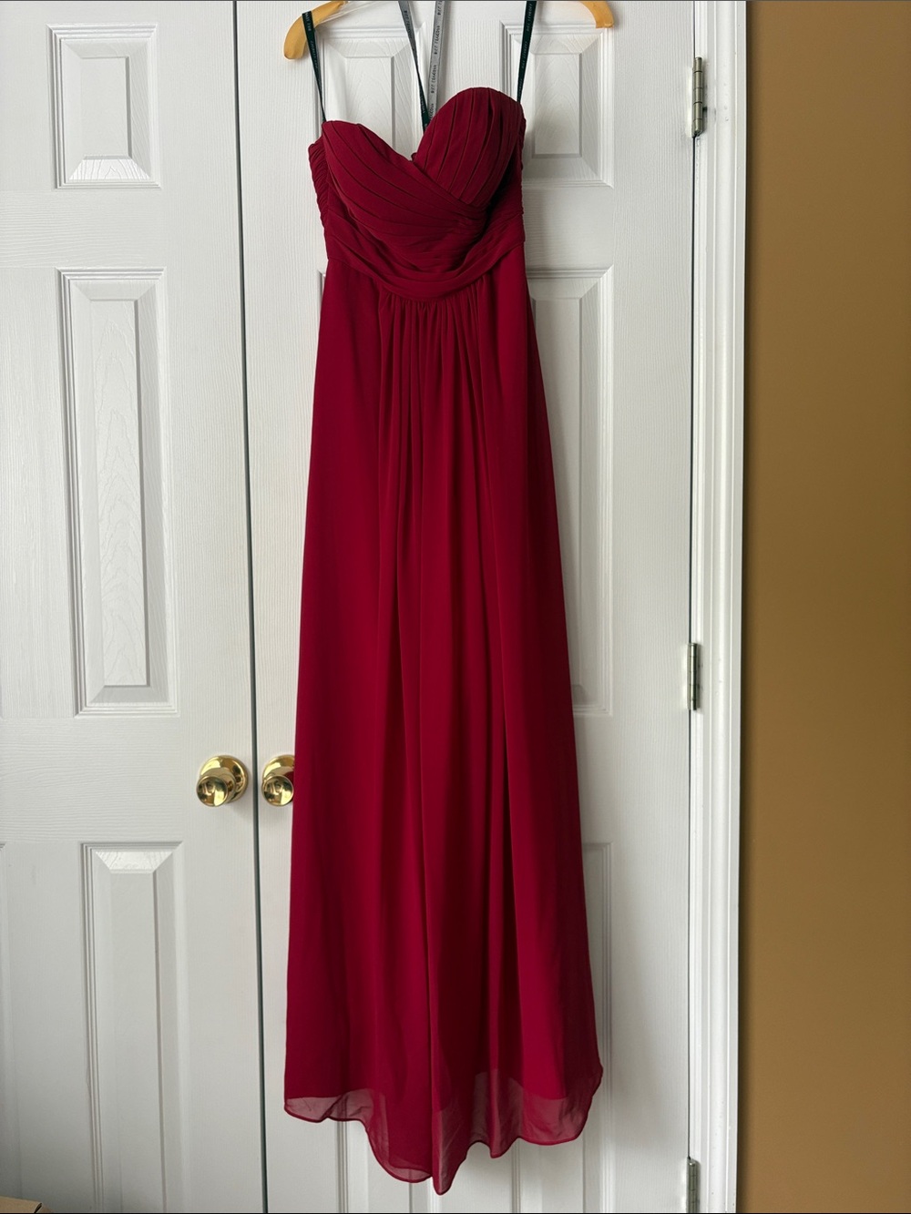 Bill Levkoff Long Red Strapless Dress Size: 2